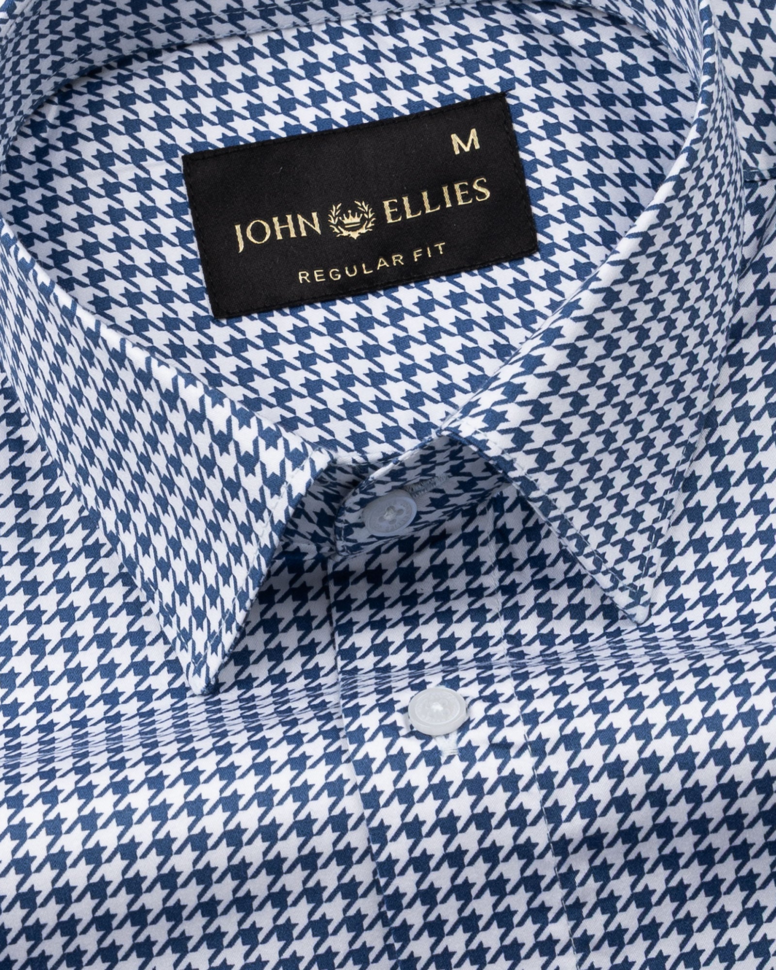 Brule Blue Houndstooth Check Cotton Shirt - John Ellies