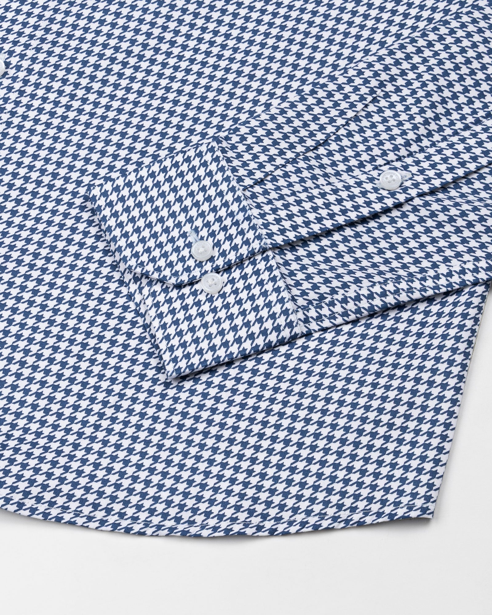 Brule Blue Houndstooth Check Cotton Shirt - John Ellies