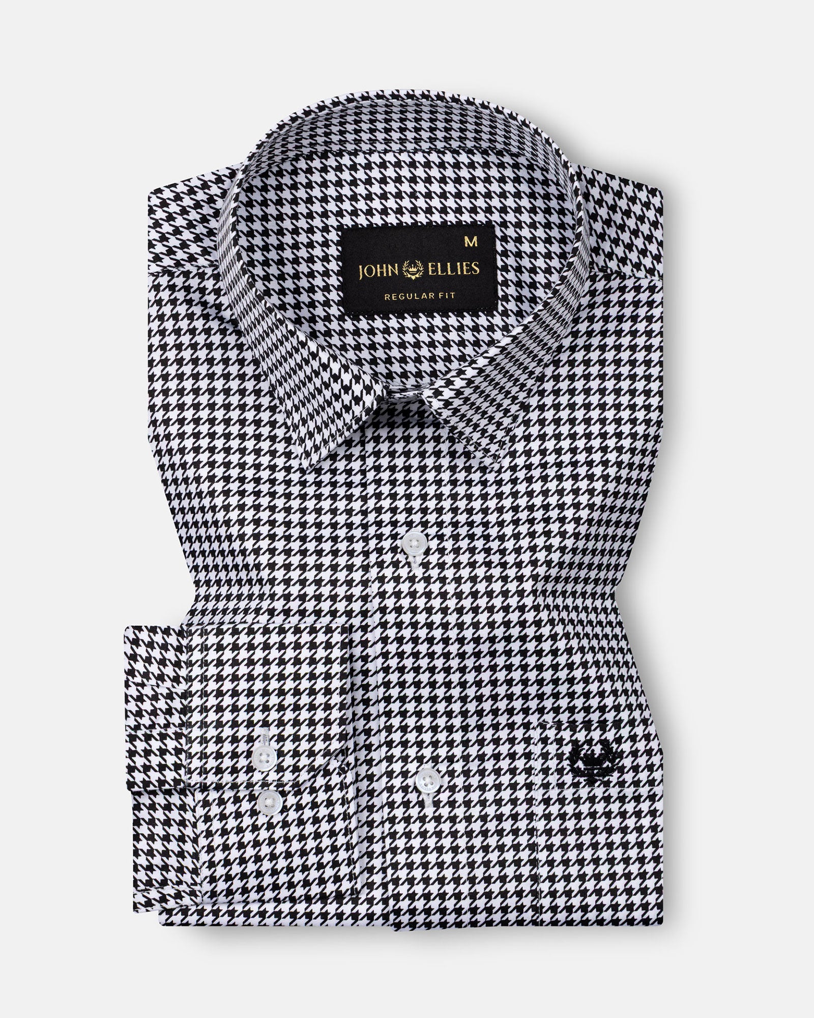 Brule Black Houndstooth Check Cotton Shirt - John Ellies