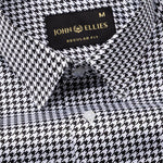 Brule Black Houndstooth Check Cotton Shirt - John Ellies