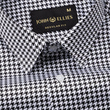 Brule Black Houndstooth Check Cotton Shirt - John Ellies
