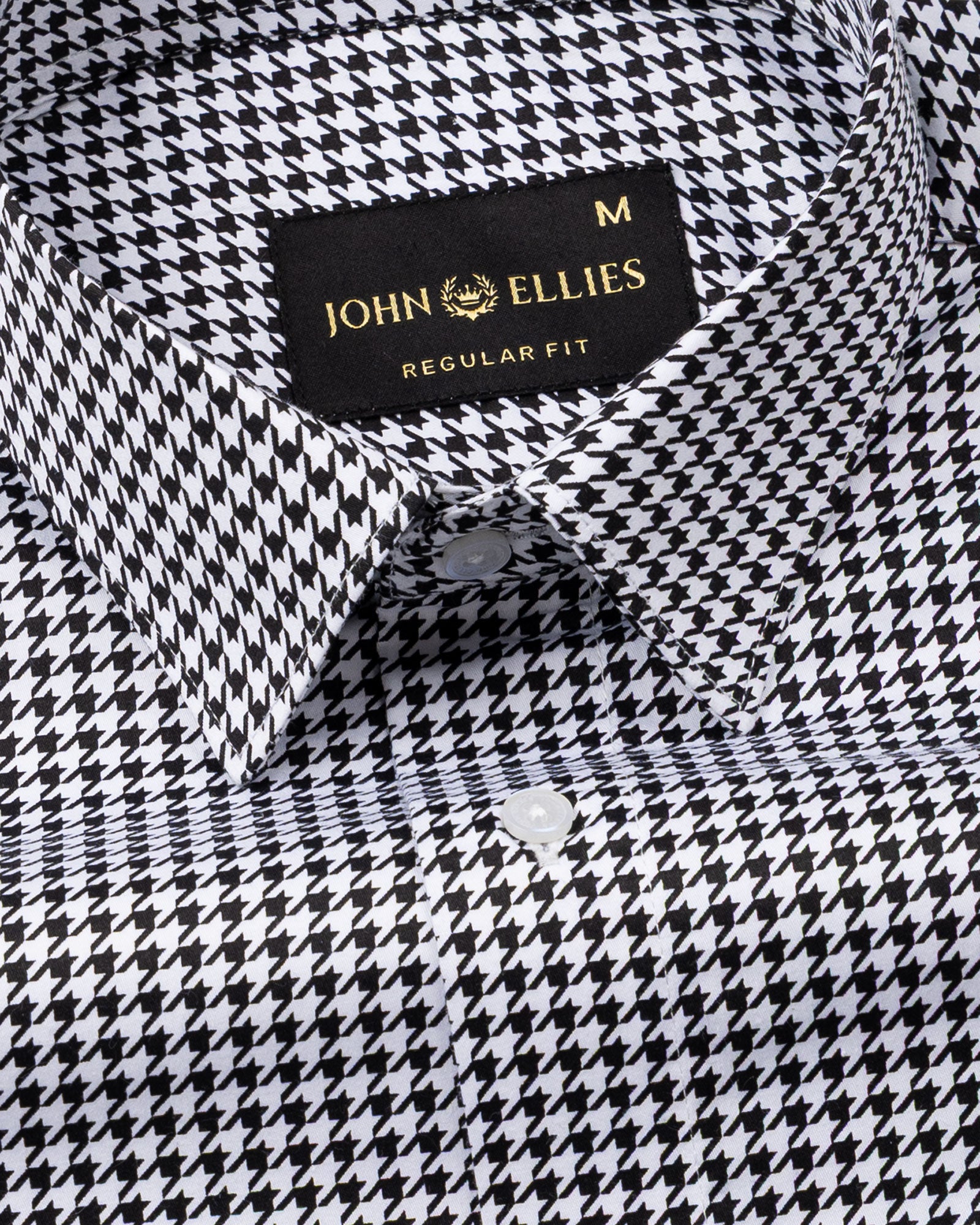 Brule Black Houndstooth Check Cotton Shirt - John Ellies