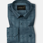 Matis Teal Dobby Cotton Stripe Shirt - John Ellies