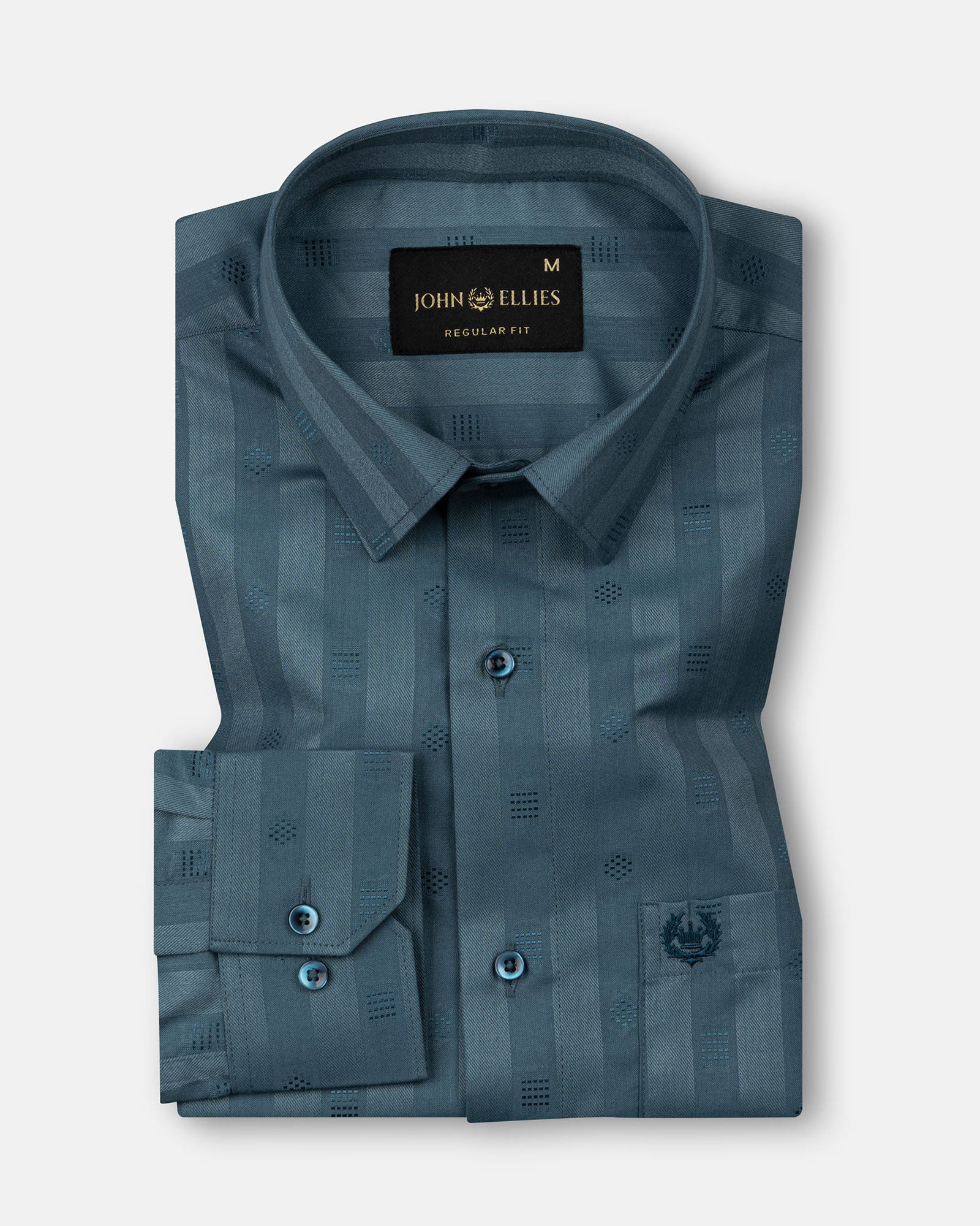 Matis Teal Dobby Cotton Stripe Shirt - John Ellies