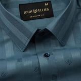 Matis Teal Dobby Cotton Stripe Shirt - John Ellies