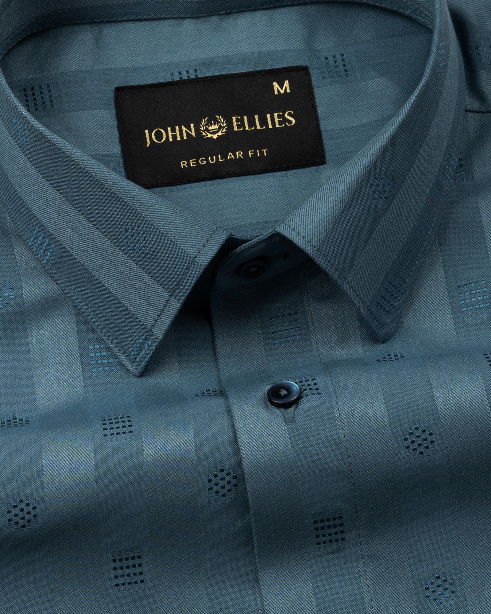 Matis Teal Dobby Cotton Stripe Shirt - John Ellies