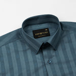 Matis Teal Dobby Cotton Stripe Shirt - John Ellies