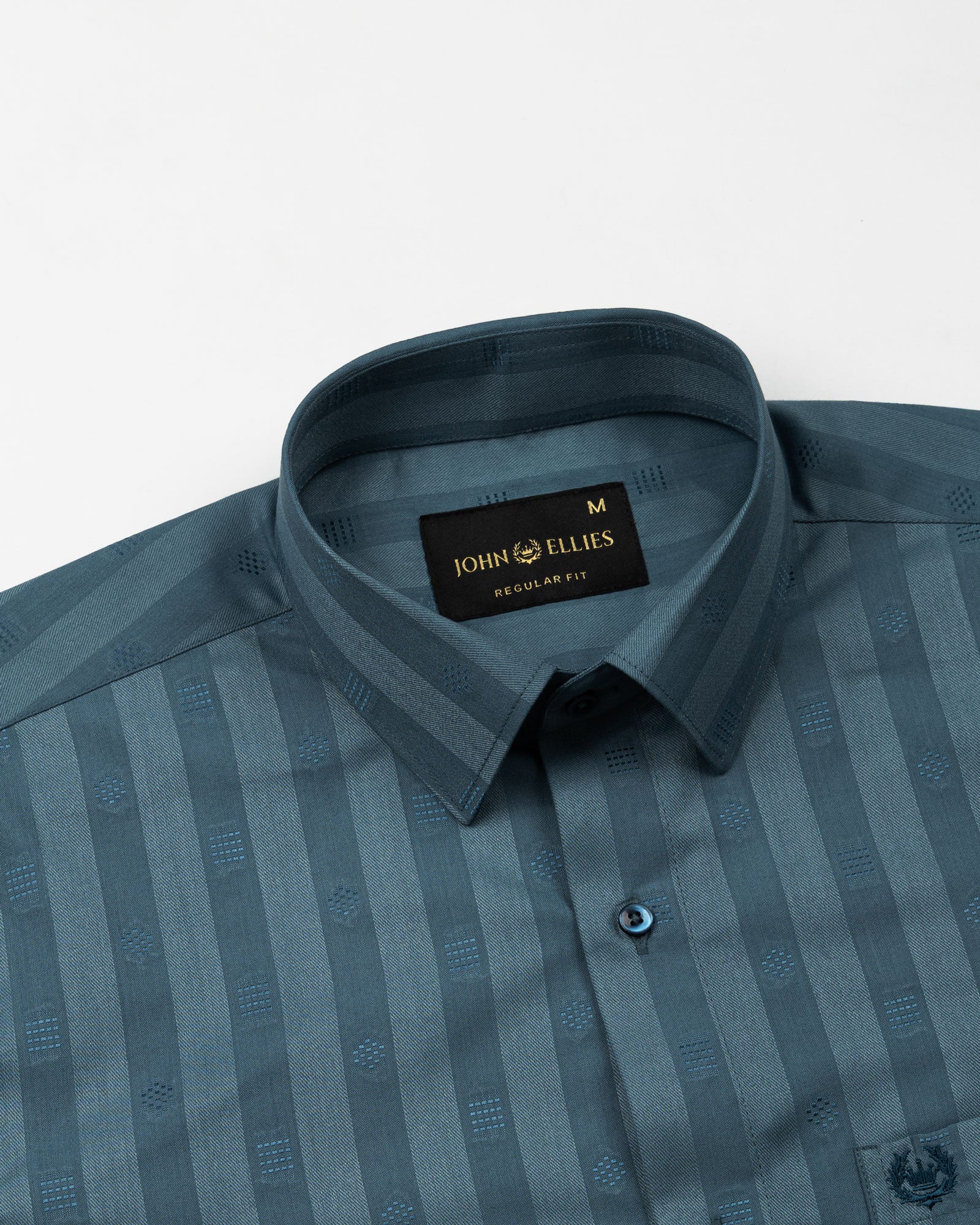 Matis Teal Dobby Cotton Stripe Shirt - John Ellies