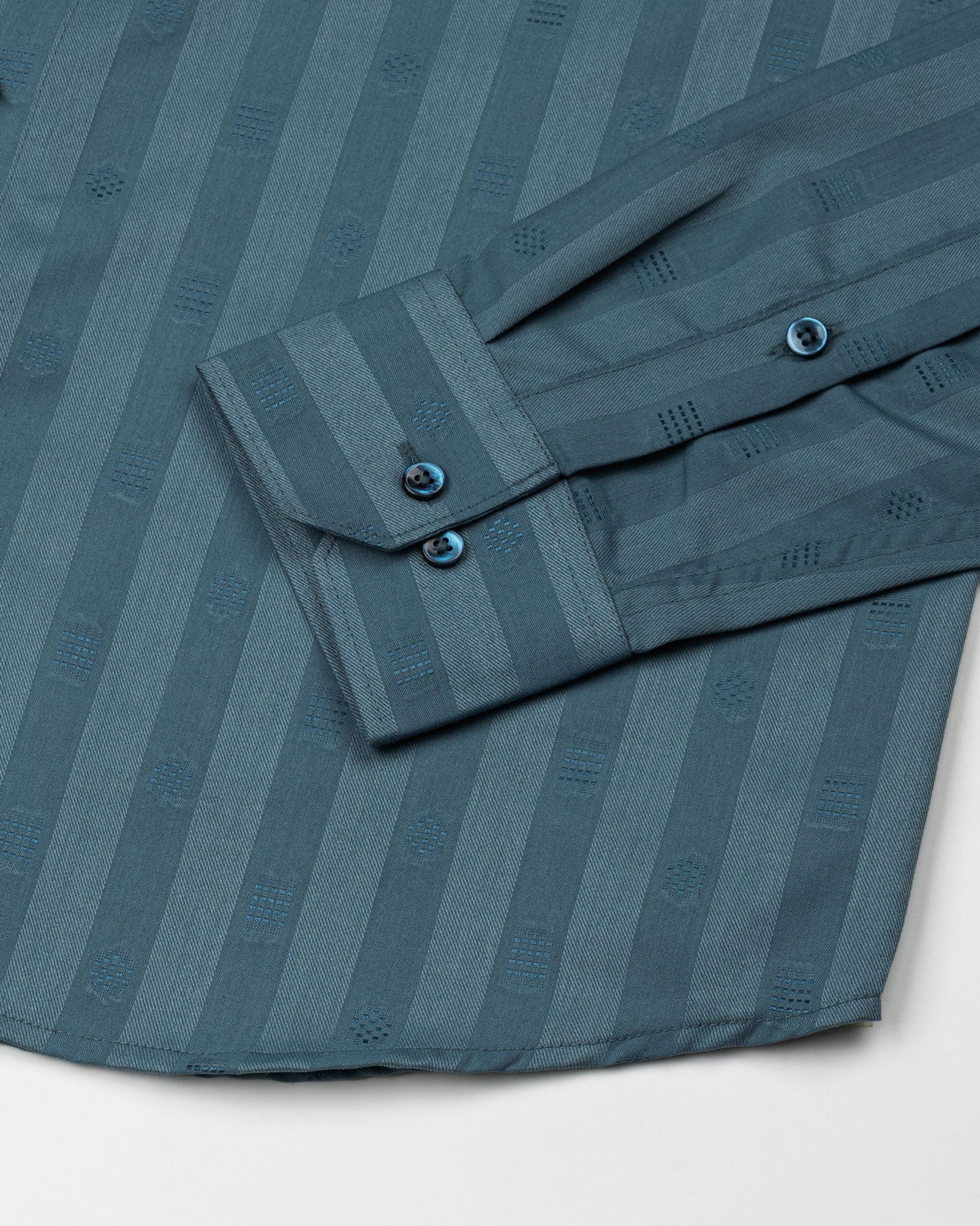 Matis Teal Dobby Cotton Stripe Shirt - John Ellies