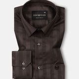 Matis Brown Dobby Cotton Stripe Shirt - John Ellies