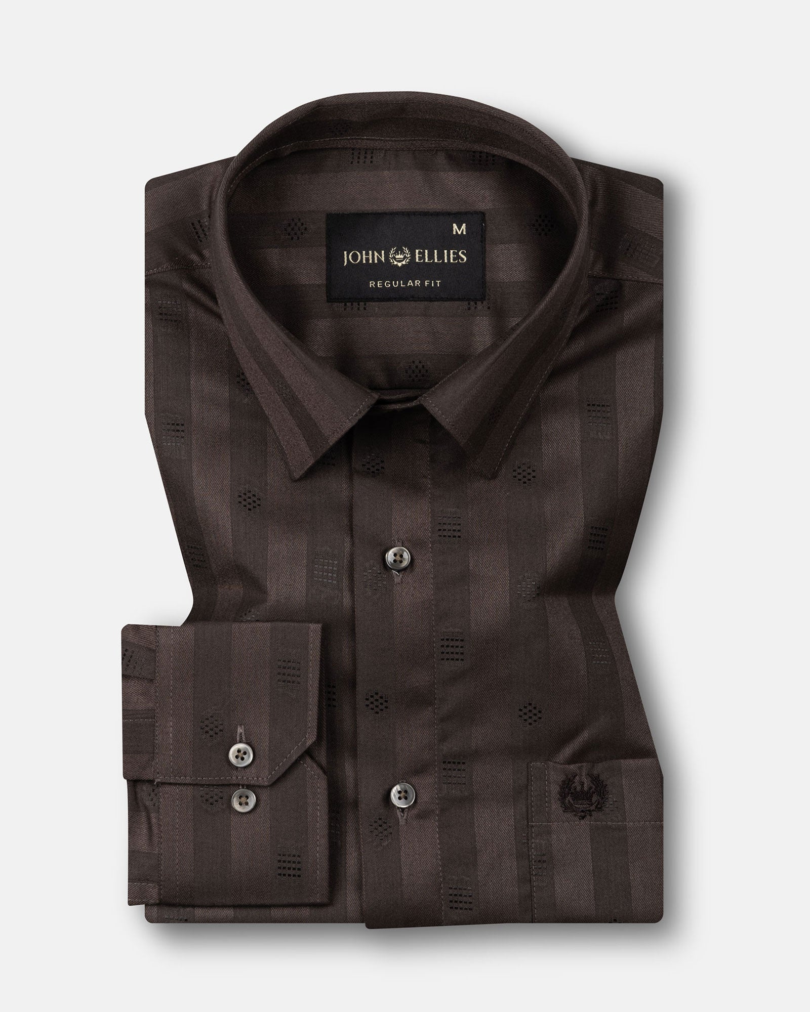 Matis Brown Dobby Cotton Stripe Shirt - John Ellies