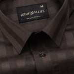 Matis Brown Dobby Cotton Stripe Shirt - John Ellies