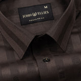 Matis Brown Dobby Cotton Stripe Shirt - John Ellies