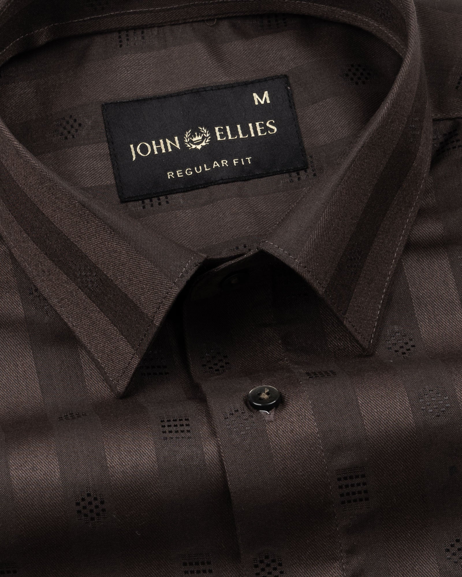 Matis Brown Dobby Cotton Stripe Shirt - John Ellies