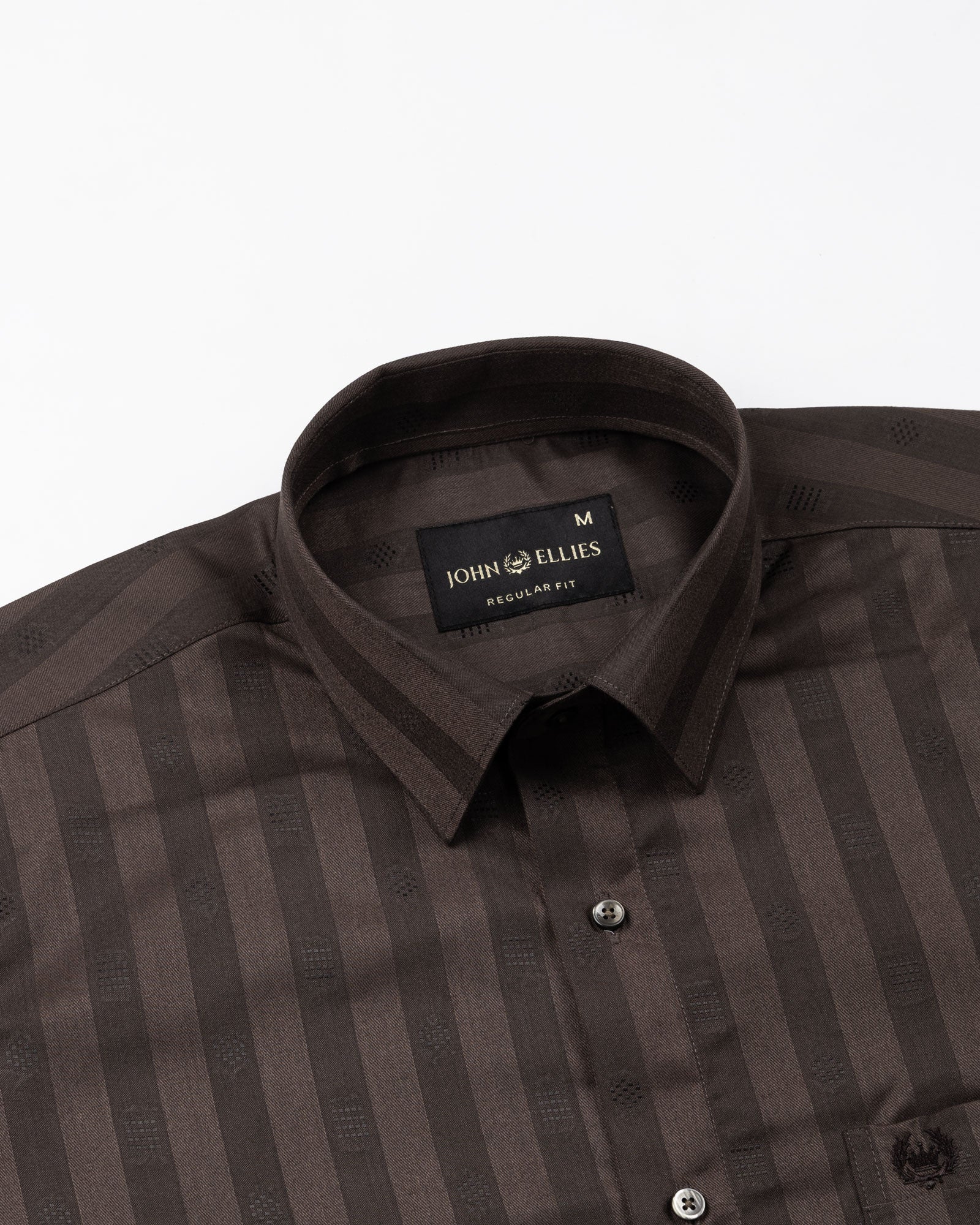 Matis Brown Dobby Cotton Stripe Shirt - John Ellies