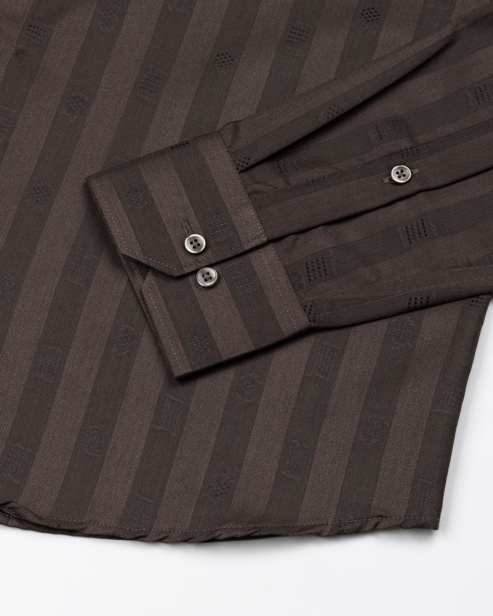 Matis Brown Dobby Cotton Stripe Shirt - John Ellies