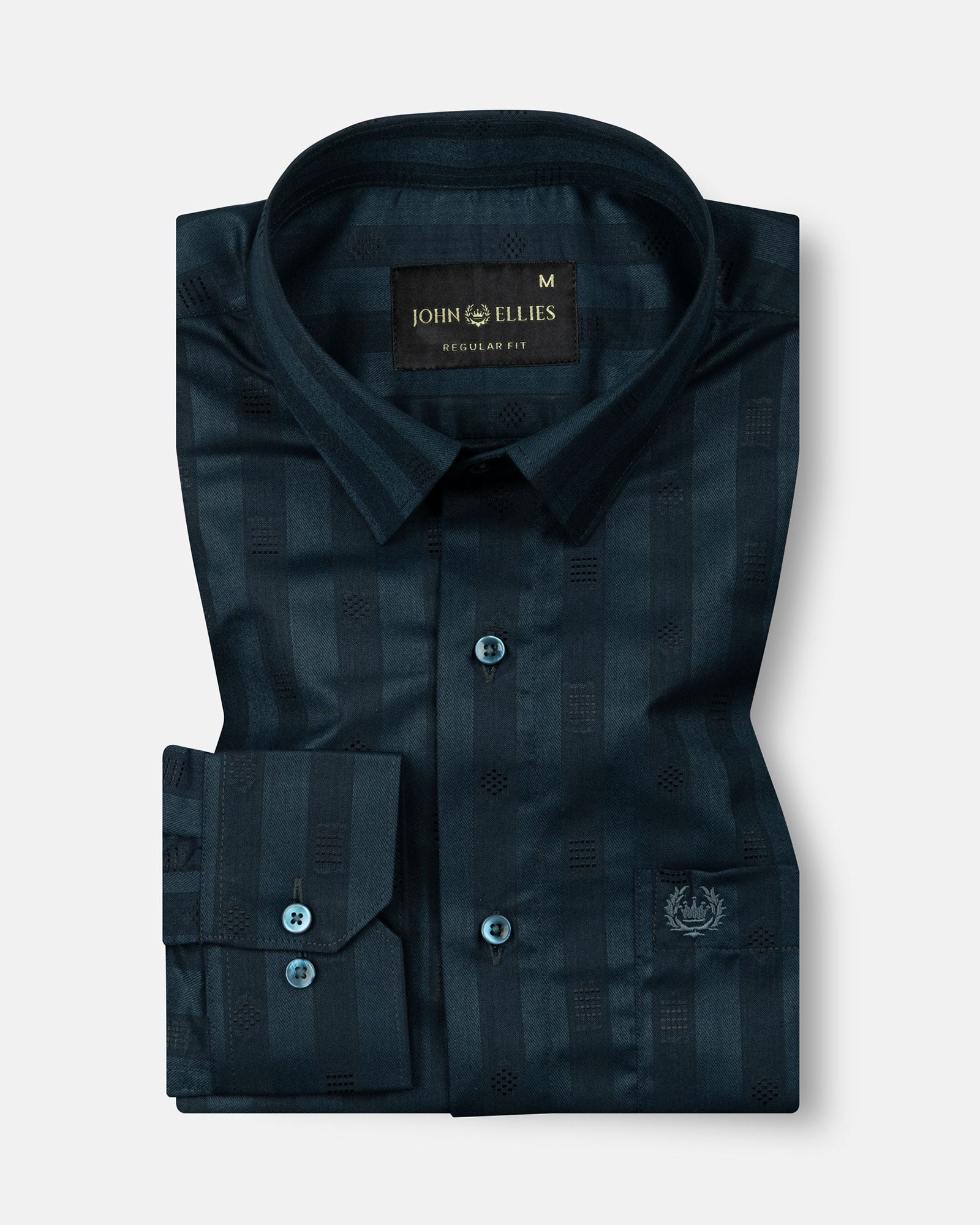 Matis Navy Blue Dobby Cotton Stripe Shirt - John Ellies