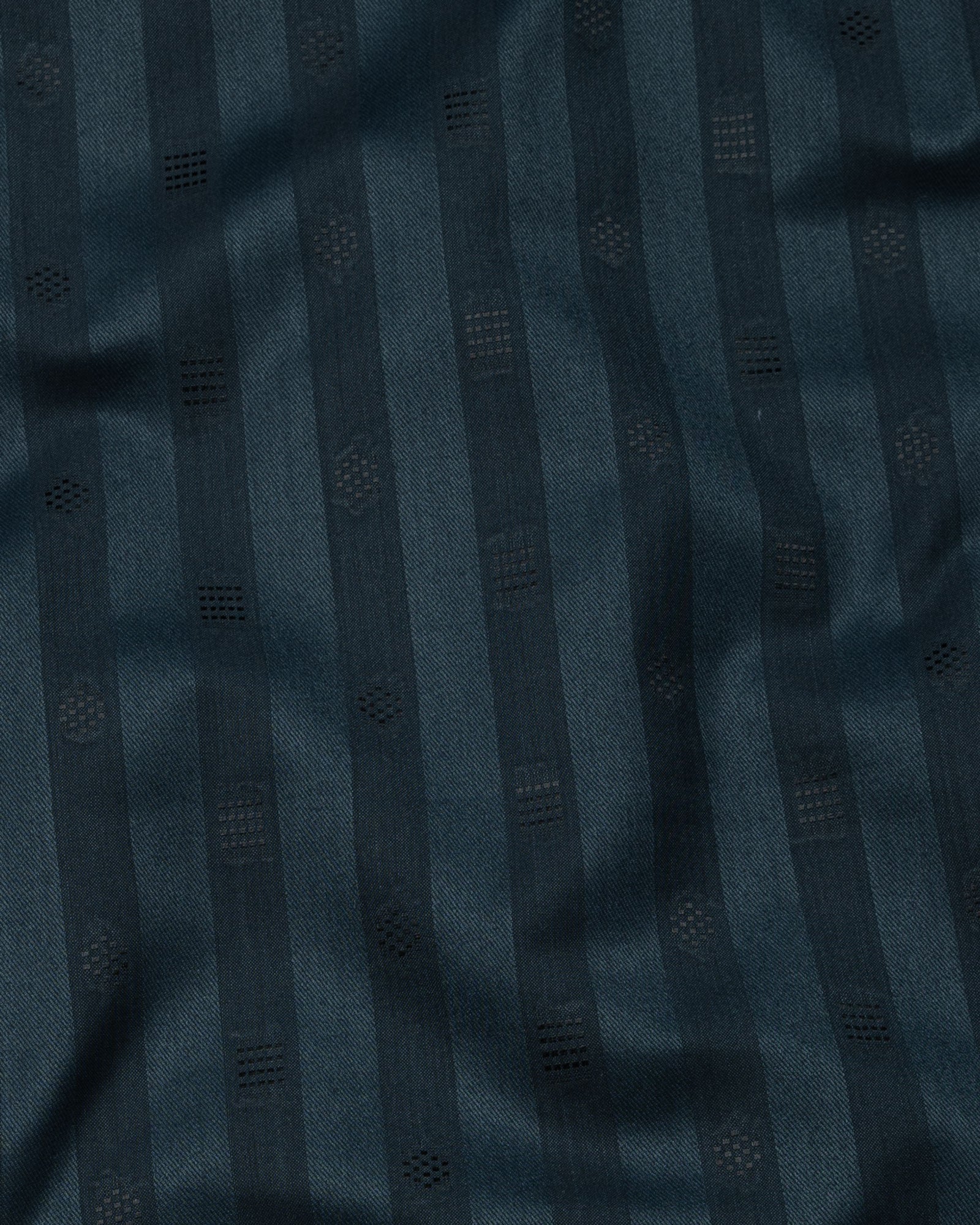 Matis Navy Blue Dobby Cotton Stripe Shirt - John Ellies