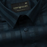 Matis Navy Blue Dobby Cotton Stripe Shirt - John Ellies