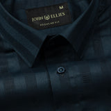 Matis Navy Blue Dobby Cotton Stripe Shirt - John Ellies