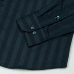 Matis Navy Blue Dobby Cotton Stripe Shirt - John Ellies