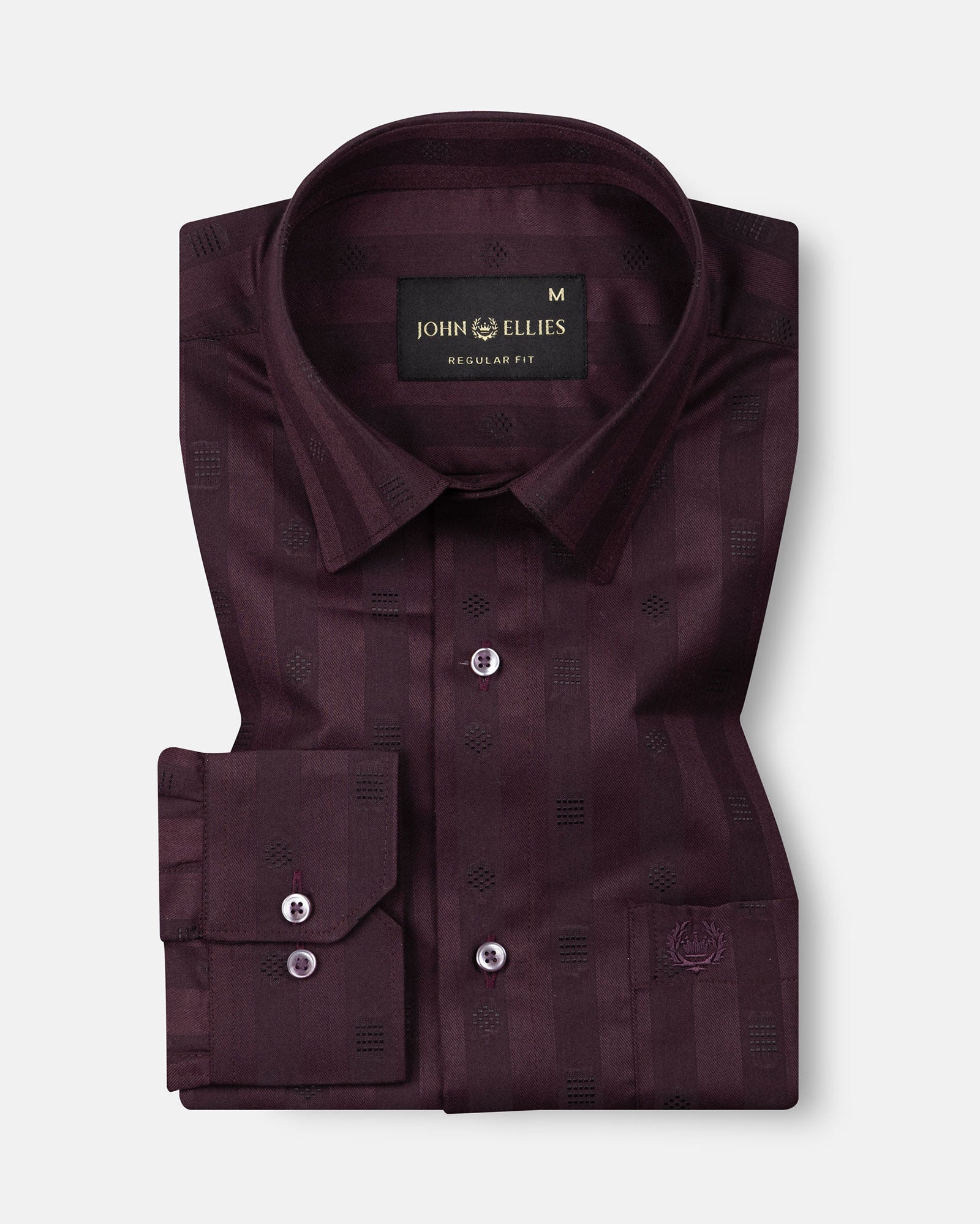 Matis Maroon Dobby Cotton Stripe Shirt - John Ellies