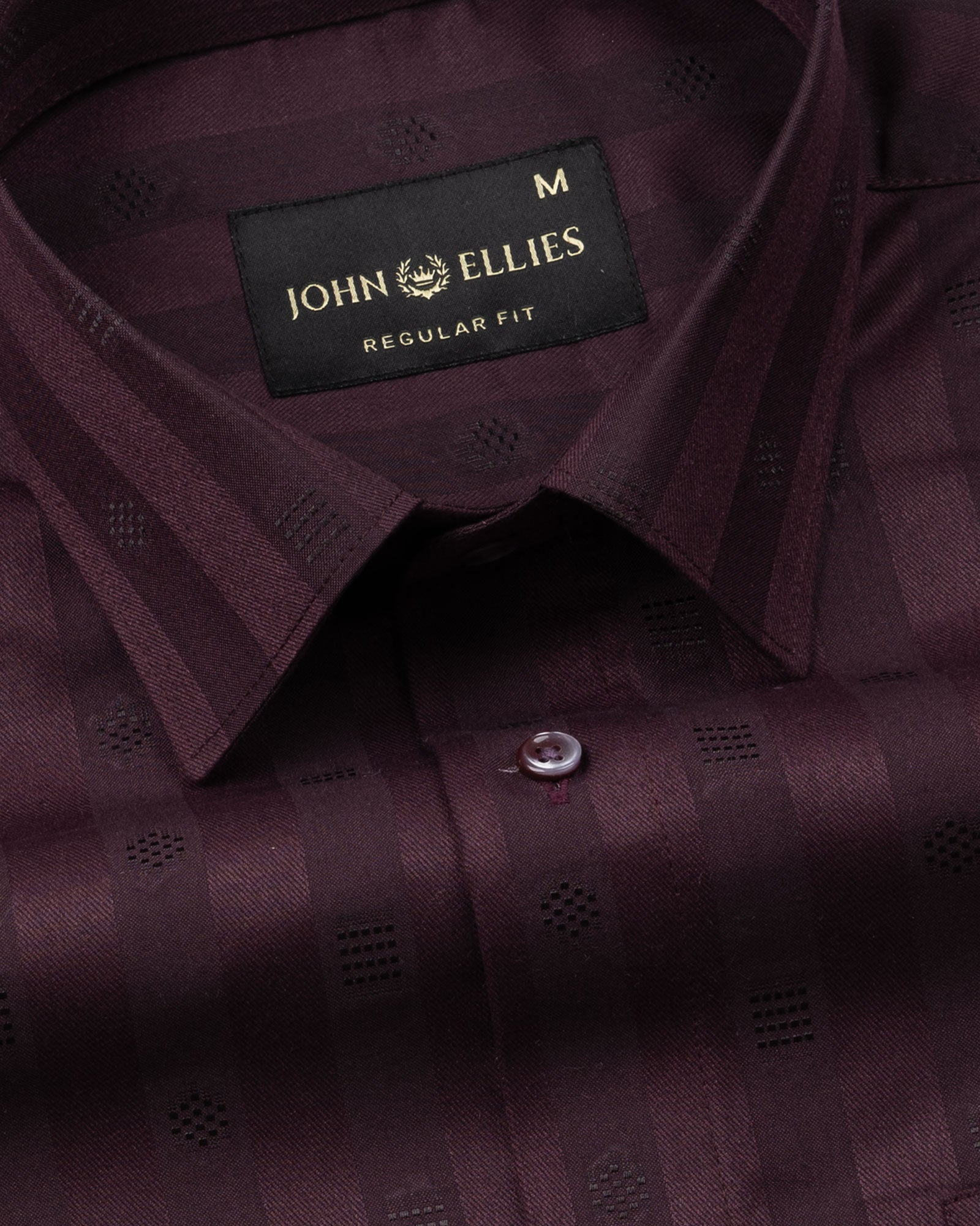 Matis Maroon Dobby Cotton Stripe Shirt - John Ellies