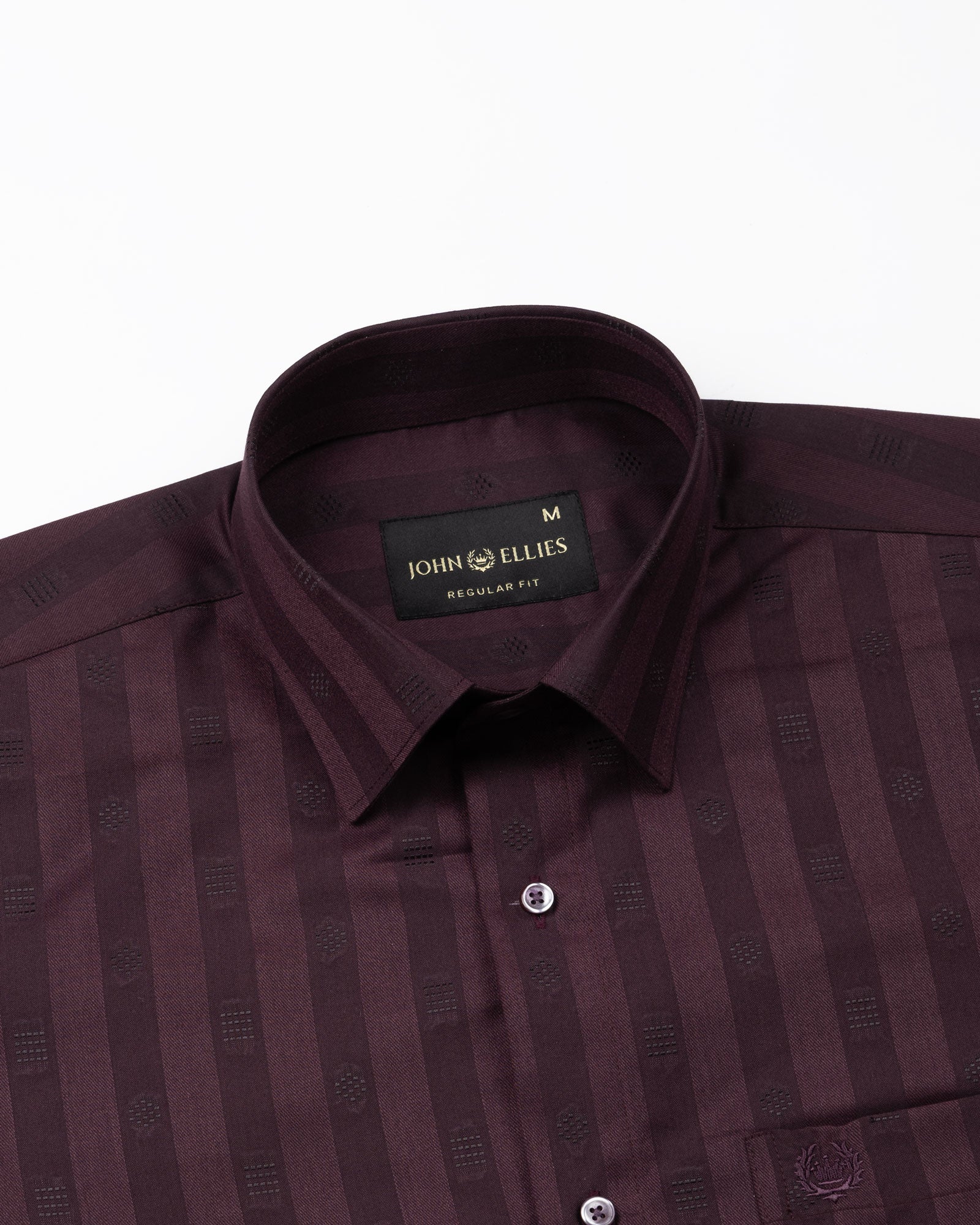 Matis Maroon Dobby Cotton Stripe Shirt - John Ellies