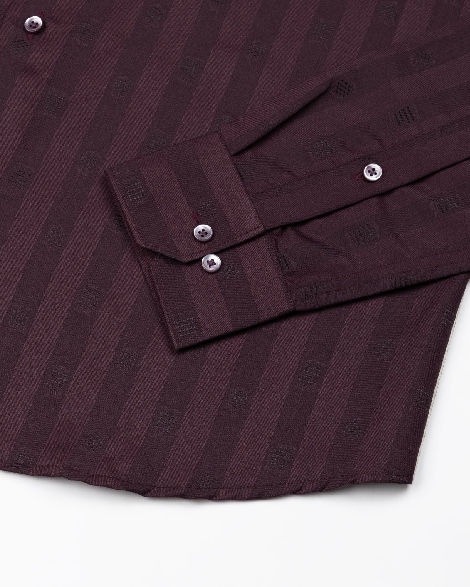 Matis Maroon Dobby Cotton Stripe Shirt - John Ellies