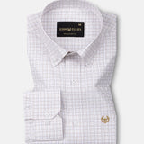 Dushan Brown Check Button Down Textured Cotton Shirt - John Ellies
