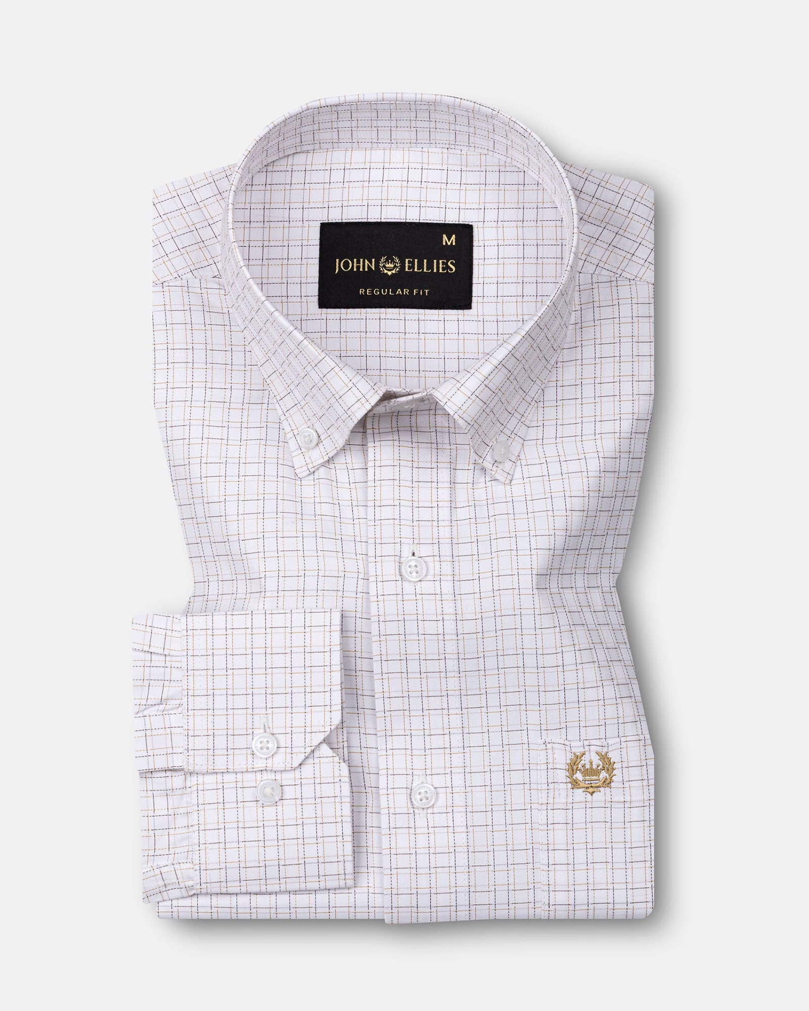 Dushan Brown Check Button Down Textured Cotton Shirt - John Ellies