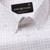 Dushan Brown Check Button Down Textured Cotton Shirt - John Ellies