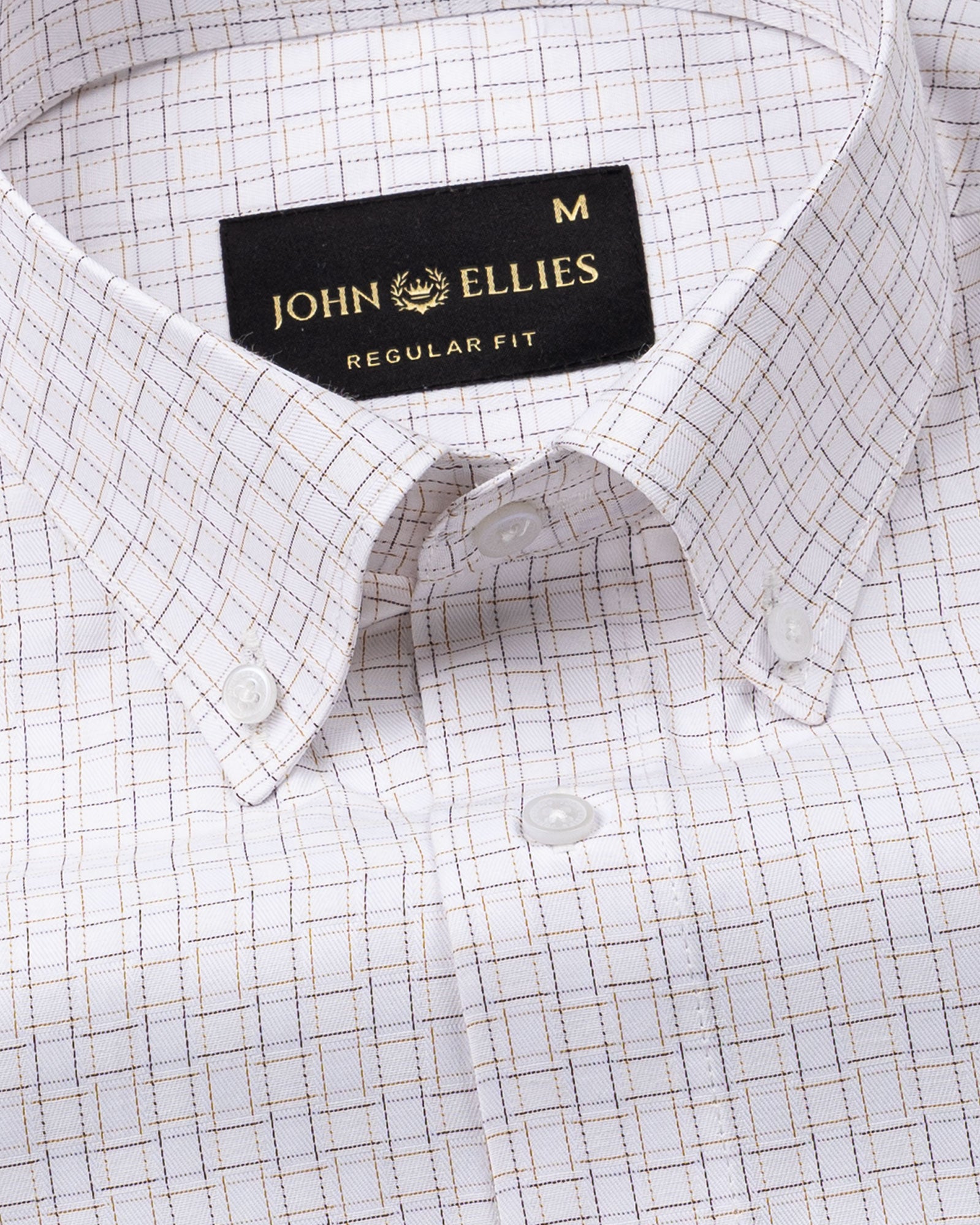 Dushan Brown Check Button Down Textured Cotton Shirt - John Ellies