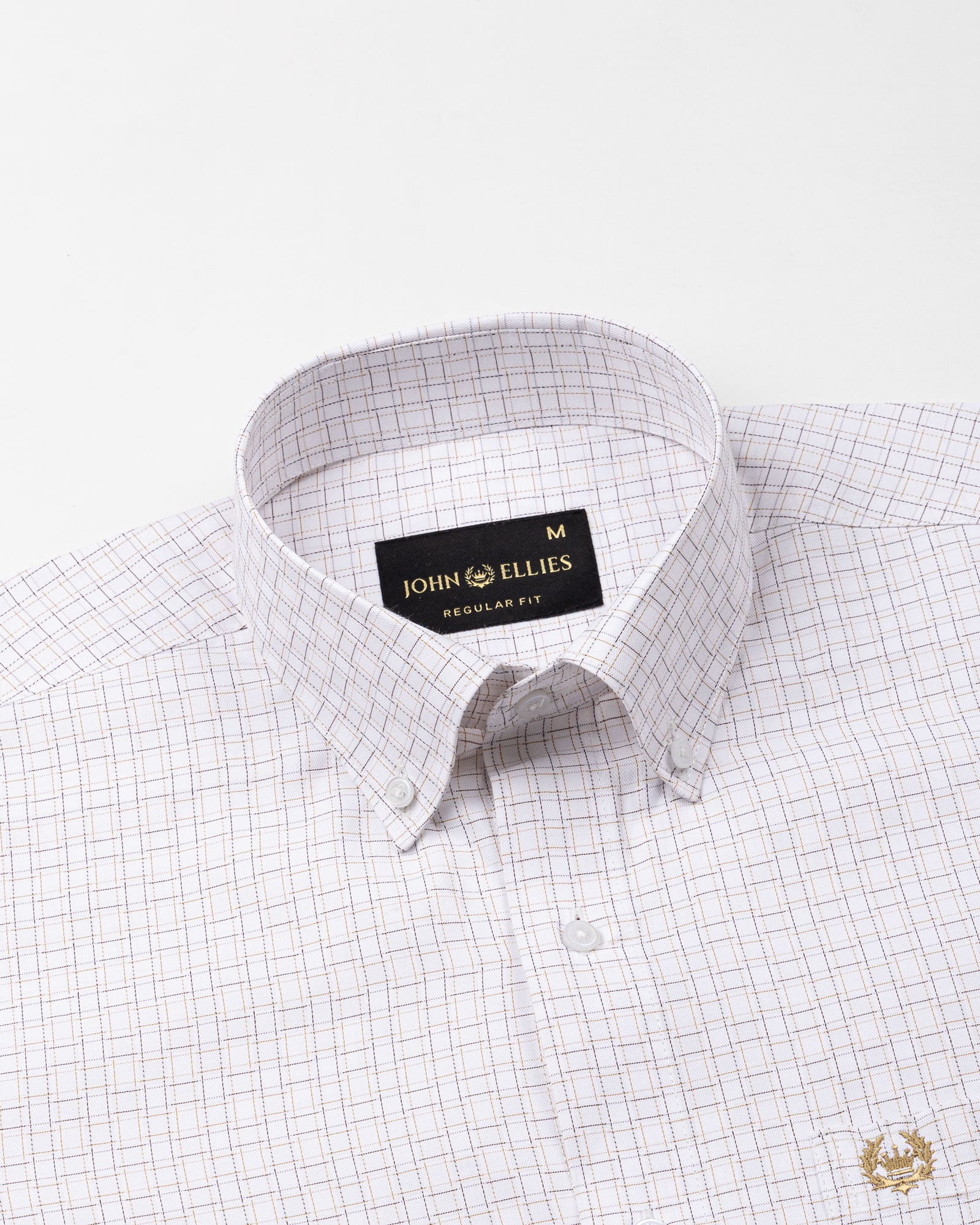 Dushan Brown Check Button Down Textured Cotton Shirt - John Ellies