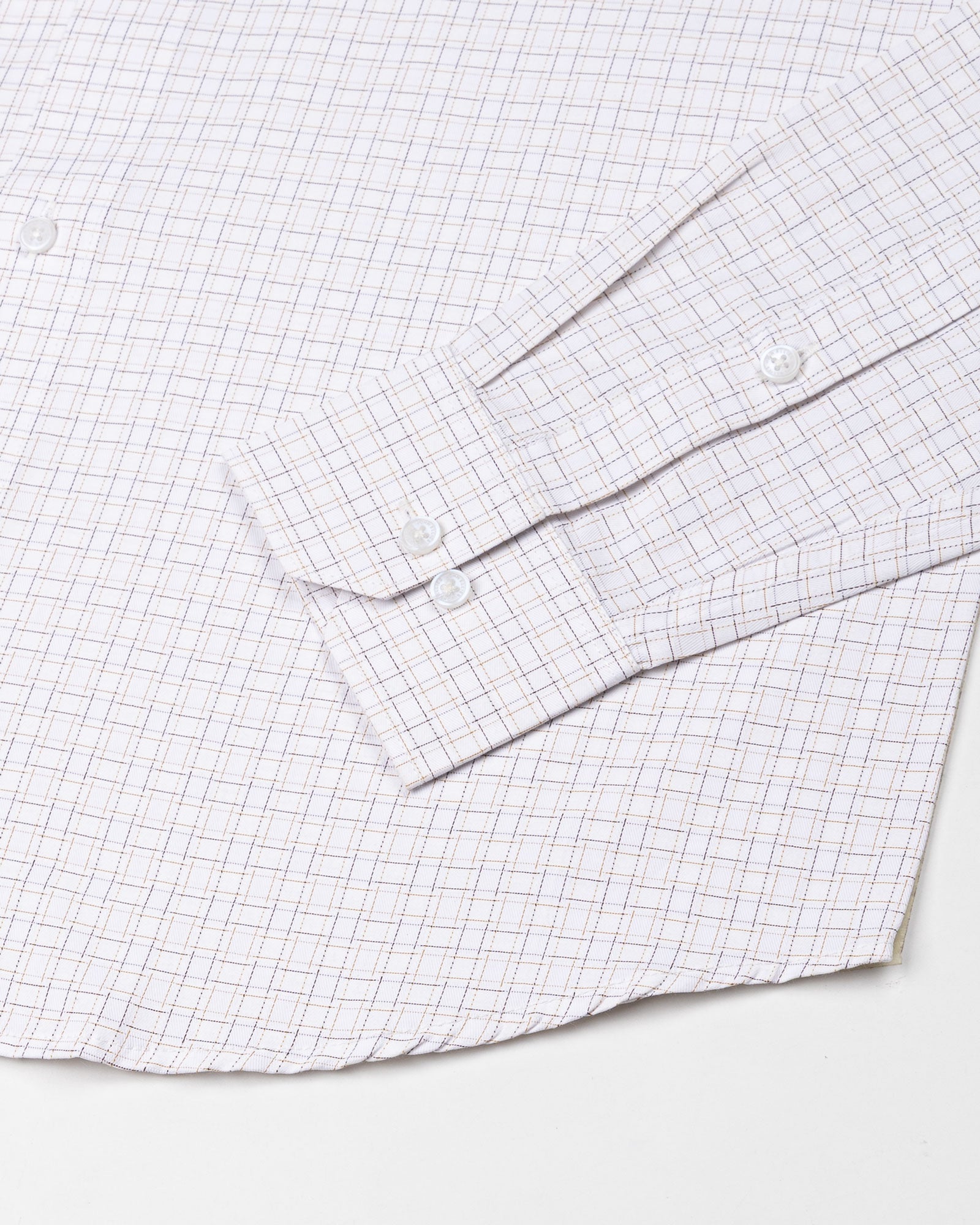 Dushan Brown Check Button Down Textured Cotton Shirt - John Ellies