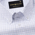 Dushan Blue Check Button Down Textured Cotton Shirt - John Ellies