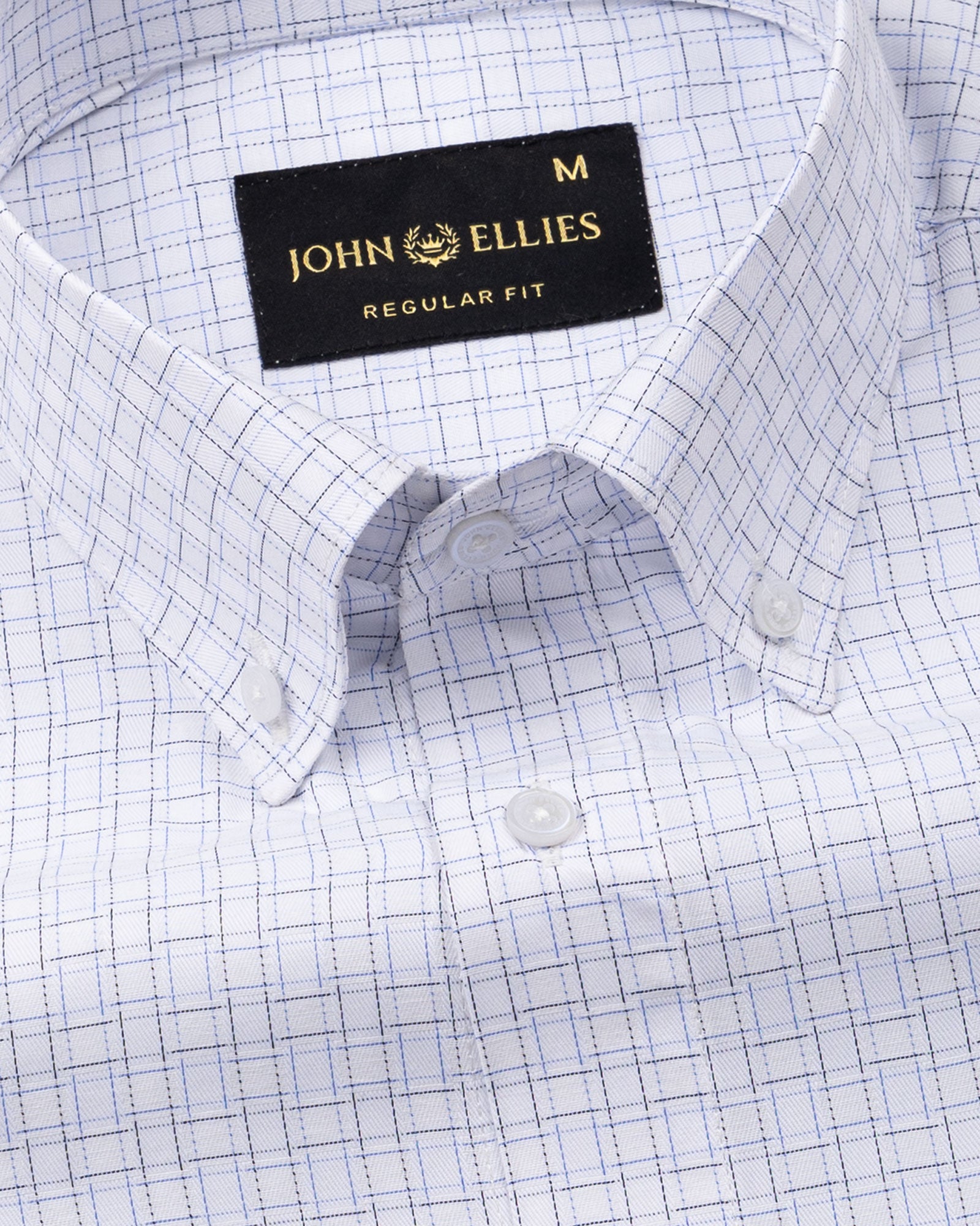 Dushan Blue Check Button Down Textured Cotton Shirt - John Ellies