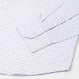 Dushan Blue Check Button Down Textured Cotton Shirt - John Ellies