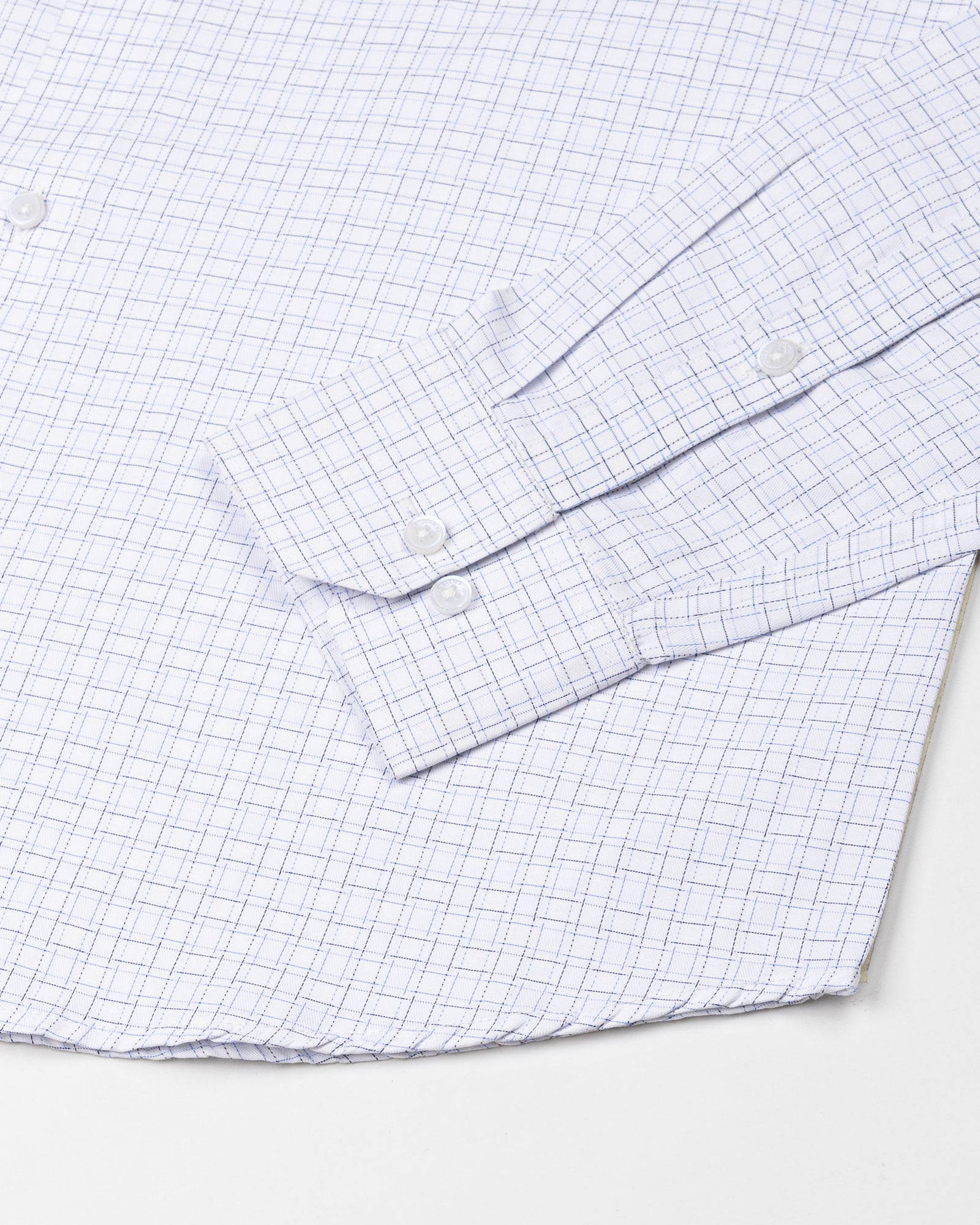Dushan Blue Check Button Down Textured Cotton Shirt - John Ellies