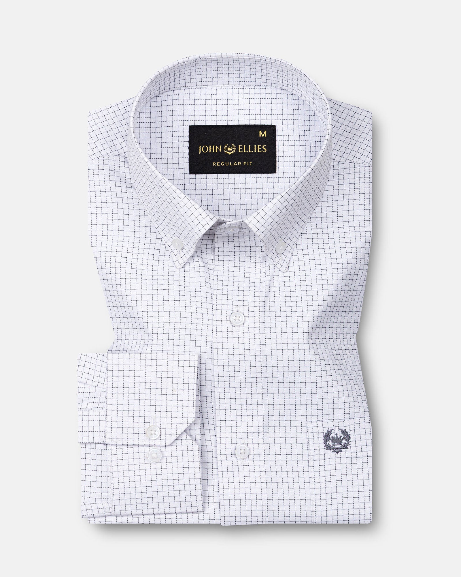 Dushan Grey Check Button Down Textured Cotton Shirt - John Ellies