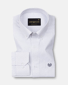 Dushan Grey Check Button Down Textured Cotton Shirt - John Ellies