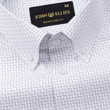 Dushan Grey Check Button Down Textured Cotton Shirt - John Ellies