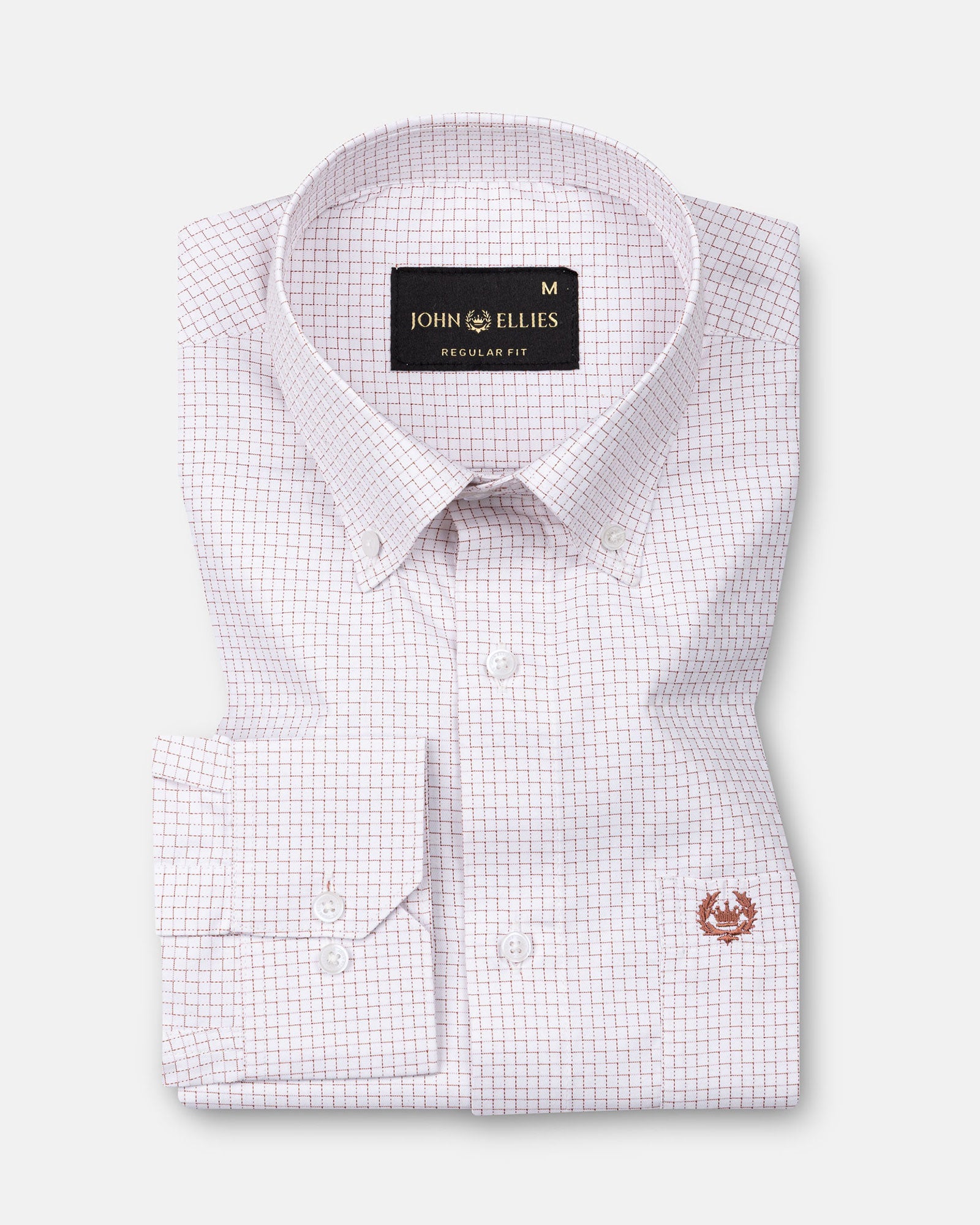 Dushan Red Check Button Down Textured Cotton Shirt - John Ellies