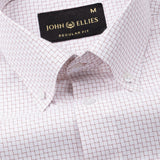 Dushan Red Check Button Down Textured Cotton Shirt - John Ellies