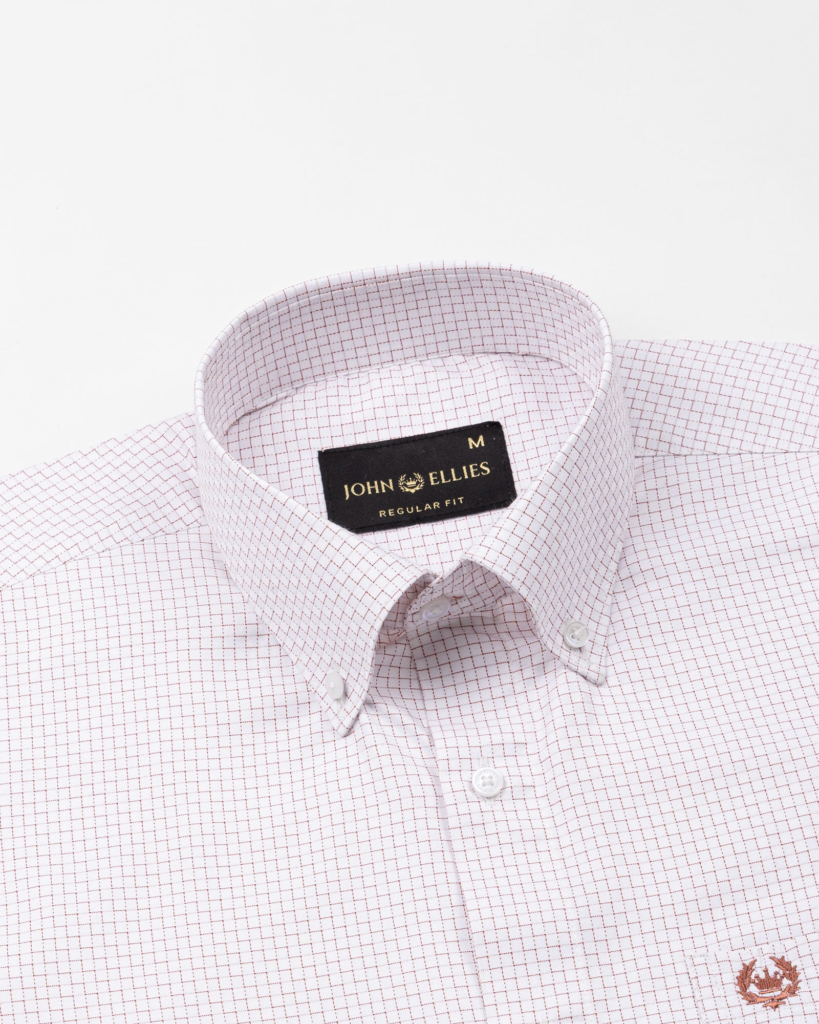 Dushan Red Check Button Down Textured Cotton Shirt - John Ellies