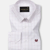 Taner Maroon Cotton Check Shirt - John Ellies