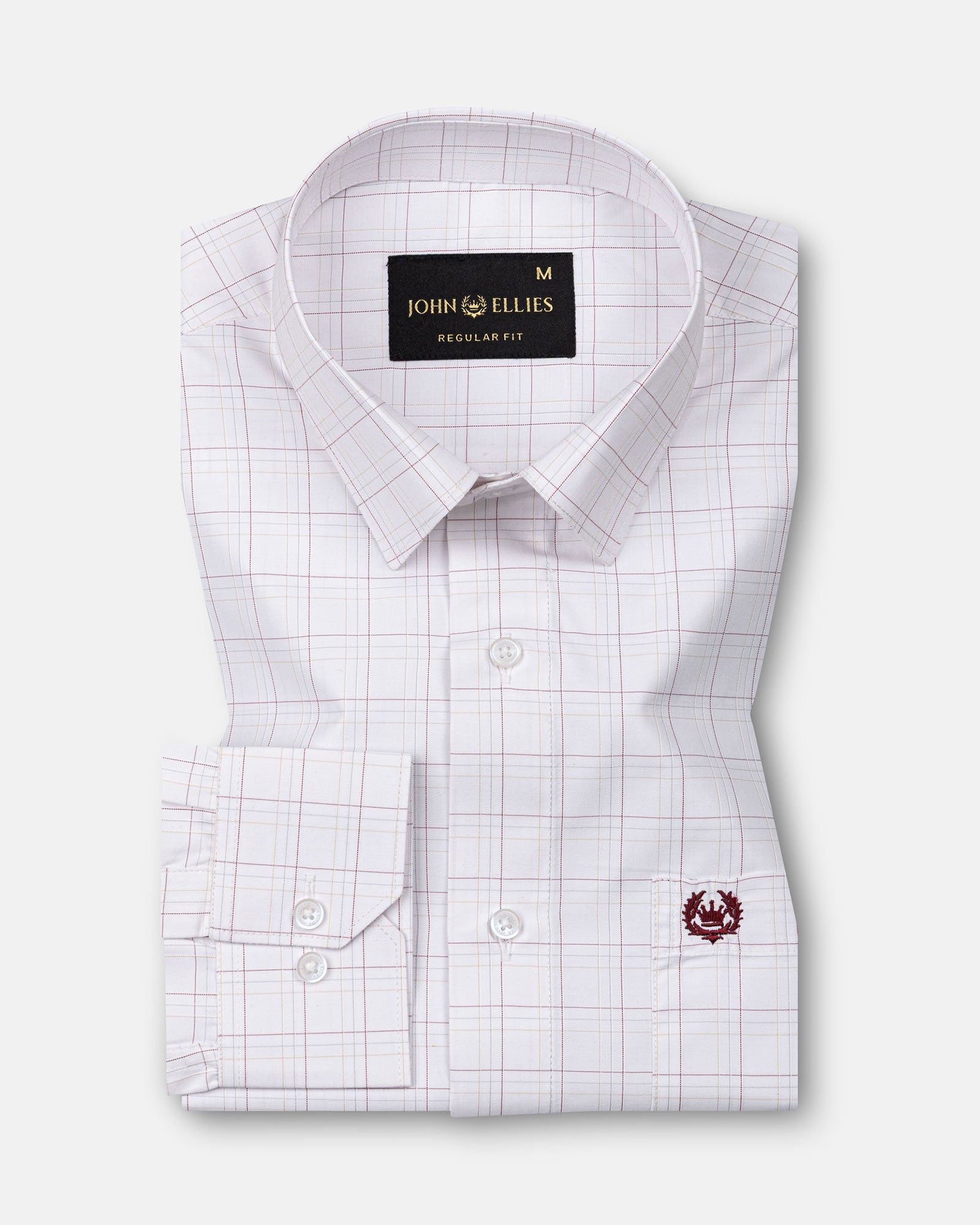 Taner Maroon Cotton Check Shirt - John Ellies