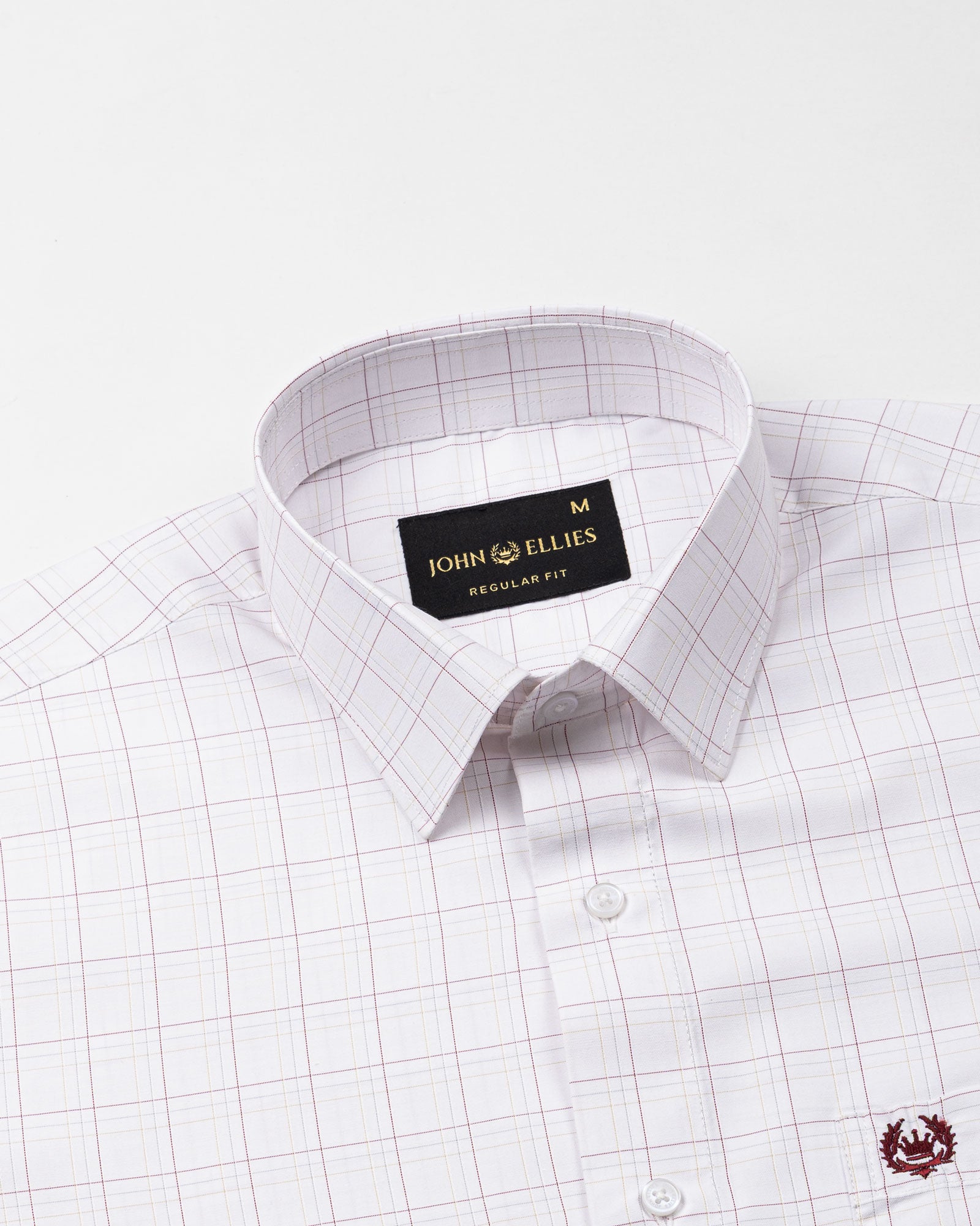Taner Maroon Cotton Check Shirt - John Ellies