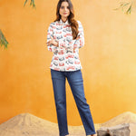 Bloom Cream Design Cotton Women Shirt - John Ellies