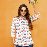Bloom Cream Design Cotton Women Shirt - John Ellies